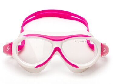 Очки для плавания подростковые FRIPP белый силикон/красная рамка